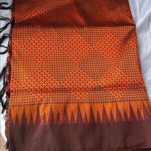 Brand New Elegant Red, Brown and Black Patterned Sari